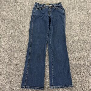 Aura Jeans Womens 6P Blue Straight Leg Stretch Denim Pockets Logo Work Casual